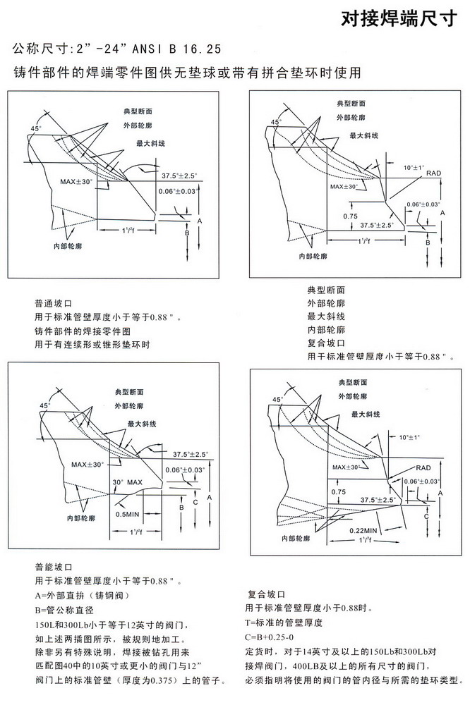 (阀门安装)焊接尺寸规范